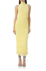 AFRM Fiorella Ruched Turtleneck Mesh Dress at Nordstrom