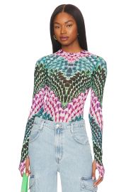 AFRM Kaylee Printed Mesh Long Sleeve Top at Revolve