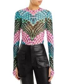 AFRM Kaylee Printed Mesh Long Sleeve Top Bloomingdales at Bloomingdales