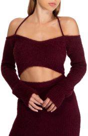 AFRM Lopez Fuzzy Rib Off the Shoulder Crop Top at Nordstrom