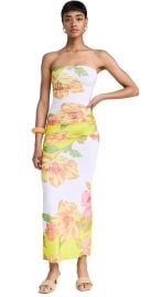 AFRM Marlo Tube Ruched Midi Dress Colorblock Floral S at Shopbop