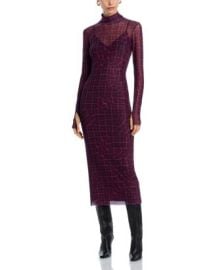 AFRM Shailene Turtleneck Long Sleeved Mesh Dress Bloomingdales at Bloomingdales