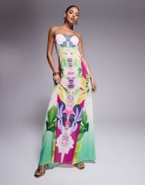 AFRM Shea mesh maxi dress with bodysuit in tropical print at ASOS