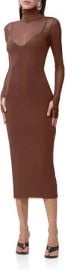 AFRM Women's Shailene Turtleneck Long Sleeve Mesh Bodycon Midi Dress at Amazon