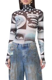 AFRM Zadie Print Sheer Mesh Top at Nordstrom