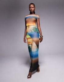 AFRM power mesh maxi dress in ocean ombre print at ASOS