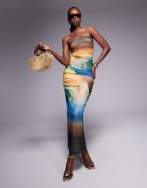AFRM power mesh maxi dress in ocean ombre print at ASOS