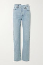 AGOLDE Criss Cross frayed high-rise straight-leg organic jeans NET-A-PORTER at Net a Porter