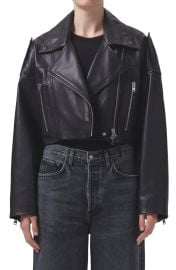 AGOLDE Remi Crop Leather Biker Jacket at Nordstrom