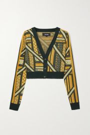 AHLUWALIA Ayo cropped intarsia-knit cardigan NET-A-PORTER at Net a Porter