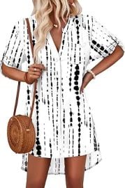 AI'MAGE Women's Swimsuit Cover Ups Shirt V-Neck Button Down Bathing Suit Coverups Beach Tunic Top S-3XL at Amazon