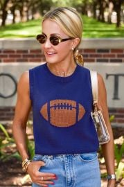 AJ Navy Football Sleeveless Knit Top at Avara
