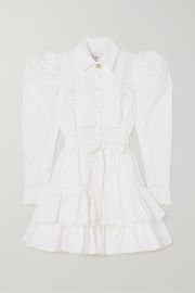 AJE Florence embellished tiered cotton-poplin mini shirt dress NET-A-PORTER at Net a Porter