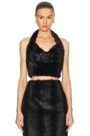 AKNVAS Faux Fur Halter Top in Visone FWRD at FWRD