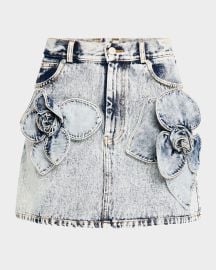 AKNVAS Lucia Floral Denim Mini Skirt at Neiman Marcus