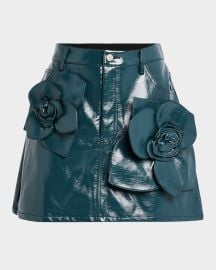 AKNVAS Lucia Floral Vegan Leather Mini Skirt at Neiman Marcus