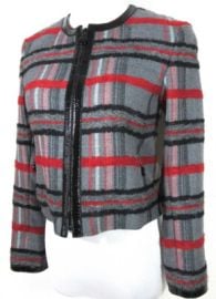 AKRIS Punto S Bergdorf Alpaca Wool TWEED Cropped Zip Blazer Jacket Leather Trim eBay at eBay