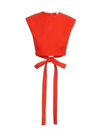 ALAÏA Cap-Sleeve Belted Cotton Gabardine Crop Top | Saks Fifth Avenue at Saks Fifth Avenue
