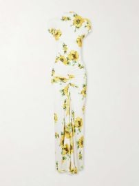 ALAÏA Floral-print jersey draped maxi dress at Net a Porter
