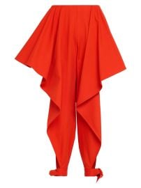 ALAÏA Paneled Ruffled Ankle-Tie Cotton Gabardine Pants | Saks Fifth Avenue at Saks Fifth Avenue