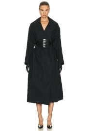 ALAA Belted Trench Coat in Noir FWRD at FWRD