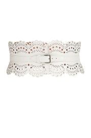 ALAA Perforated Corset Belt in Blanc Optique FWRD at FWRD