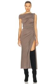 ALAA Ruched Midi Dress in Taupe FWRD at FWRD
