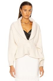 ALAA Shawl Collared Sculpted Long Sleeve Cardigan in Ivoire FWRD at FWRD