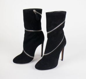 ALAIA Black Suede Wrap Around Zip 45quotquot High Heel Boots ndash at Bluefly