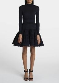 ALAIA Lace Crinoline Ruffle-Trim Skater Dress - at Bergdorf Goodman