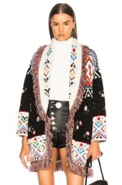 ALANUI Greenland Oversized Jacquard Cardigan in Embassy Black Multi FWRD at FWRD