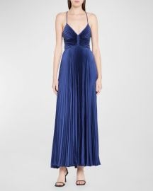 ALC Aries Pleated Open-Back Maxi Dress at Neiman Marcus