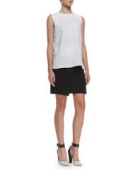 ALC Ascher Studded Sleeveless Silk Top and Pike Asymmetric Faux-Wrap Skirt at Neiman Marcus