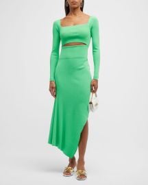 ALC Clara Ribbed Long Sleeve Asymmetric Dress at Neiman Marcus