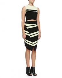 ALC Cory Striped Knit Crop Top and Clift Striped Asymmetric Wrap Skirt at Neiman Marcus