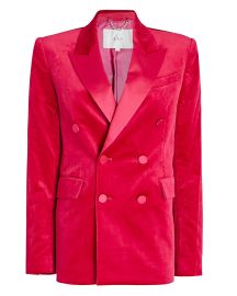 ALC Declan Double-Breasted Velvet Blazer in pink reg at Intermix