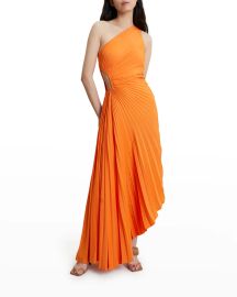 ALC Delfina One-Shoulder Cut-Out Side Gathered Dress at Neiman Marcus