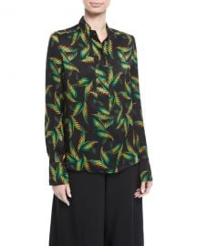 ALC Gosford Button-Front Printed Silk Top at Neiman Marcus