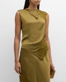 ALC Gracie Satin and Lace Sleeveless Top at Neiman Marcus