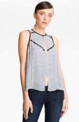 ALC Hamilton Print Embellished Silk Top at Nordstrom