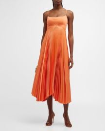 ALC Hollie Pleated Empire-Waist Midi Dress at Neiman Marcus