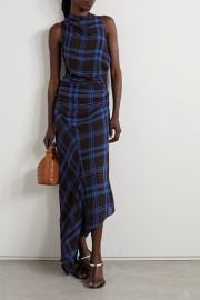 ALC Iggy asymmetric checked twill turtleneck midi dress NET-A-PORTER at Net a Porter