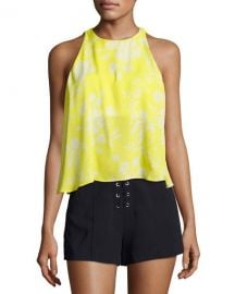 ALC Jasper Silk Sleeveless Top  Yellow Pattern at Neiman Marcus