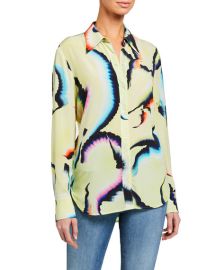 ALC Jayne Printed Button-Down Top at Neiman Marcus