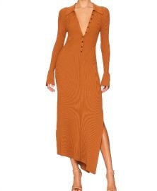 ALC Lance Ribbed Polo Collar Midi Dress In Cognac Shop Premium Outlets at Shop Simon