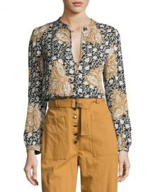 ALC Lox Printed Silk Top  Multiprint at Neiman Marcus