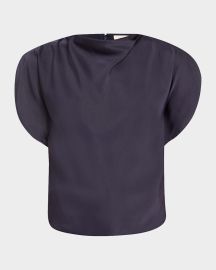 ALC Nadia Satin Petal-Sleeve Top at Neiman Marcus