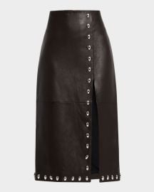ALC Naomi Stud-Embellished Faux Leather Midi Skirt at Neiman Marcus