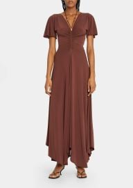 ALC Nina Ruched Beaded-Strap Maxi Dress - at Bergdorf Goodman