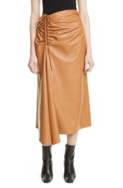 ALC Orly Gathered Faux Leather Midi Skirt at Nordstrom